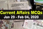 Current Affairs MCQs January 29 - February 04 2020 (Week 5)