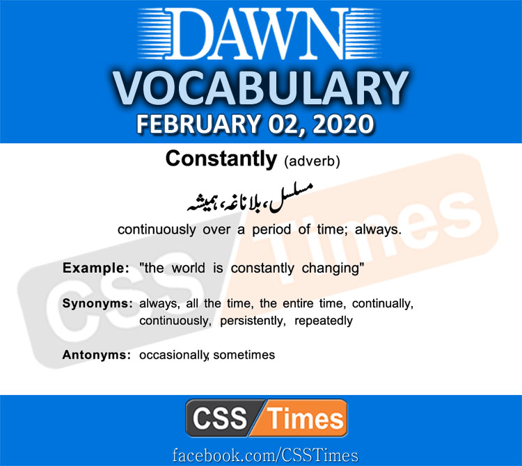 Daily DAWN News Vocabulary with Urdu Meaning (02 February 2020)
