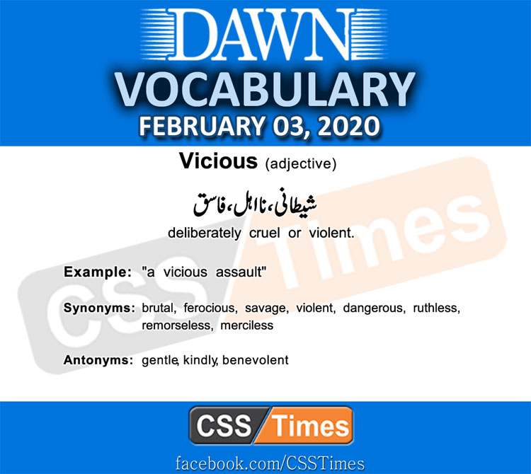 Daily DAWN News Vocabulary with Urdu Meaning (03 February 2020)