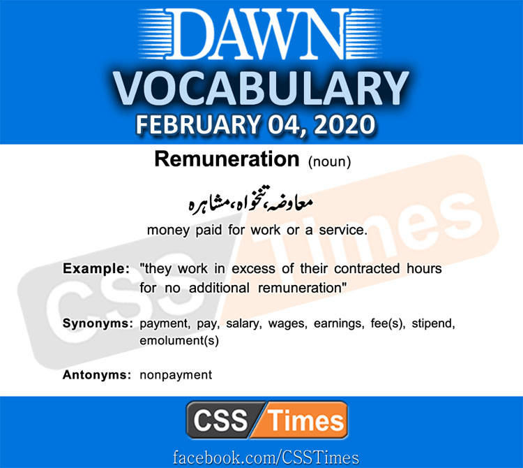 Daily DAWN News Vocabulary with Urdu Meaning (04 February 2020)