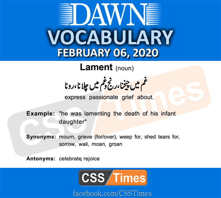 Daily DAWN News Vocabulary with Urdu Meaning (06 February 2020)