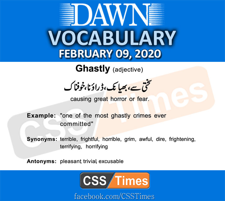 Daily DAWN News Vocabulary with Urdu Meaning (09 February 2020)