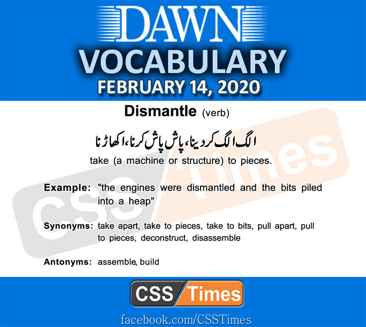 Daily DAWN News Vocabulary with Urdu Meaning (14 February 2020)