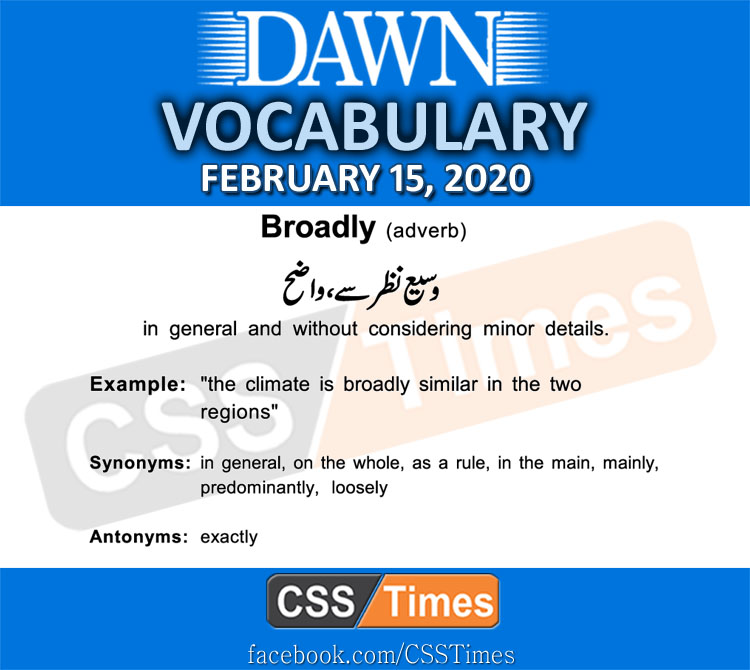 Daily DAWN News Vocabulary with Urdu Meaning (15 February 2020)