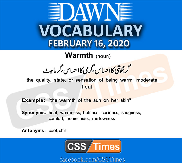 Daily DAWN News Vocabulary with Urdu Meaning (16 February 2020)