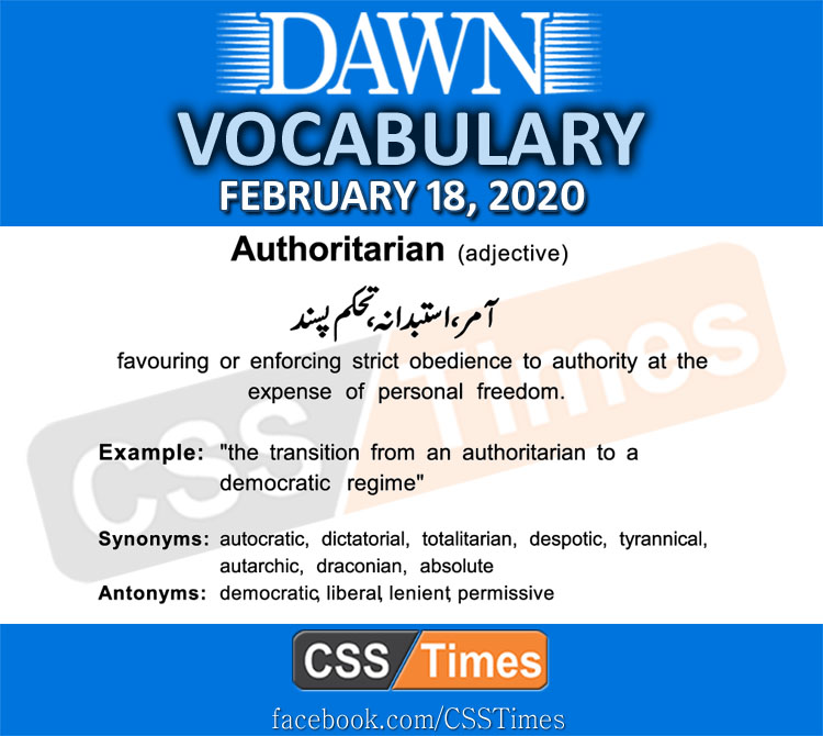 Daily DAWN News Vocabulary with Urdu Meaning (18 February 2020)