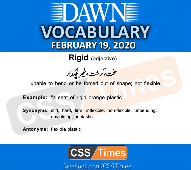 Daily DAWN News Vocabulary with Urdu Meaning (19 February 2020)