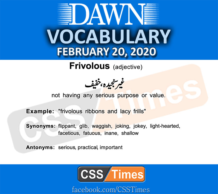 Daily DAWN News Vocabulary with Urdu Meaning (20 February 2020)