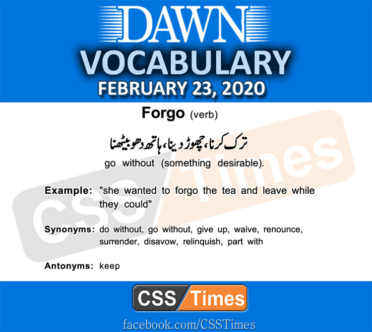 Daily DAWN News Vocabulary with Urdu Meaning (23 February 2020)