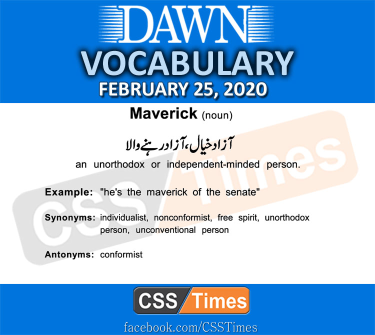 Daily DAWN News Vocabulary with Urdu Meaning (25 February 2020)