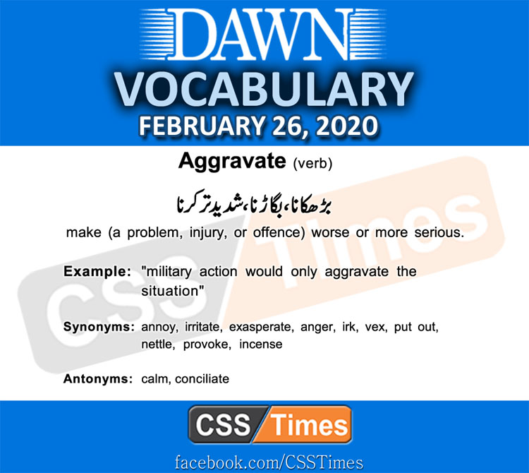 Daily DAWN News Vocabulary with Urdu Meaning (26 February 2020)