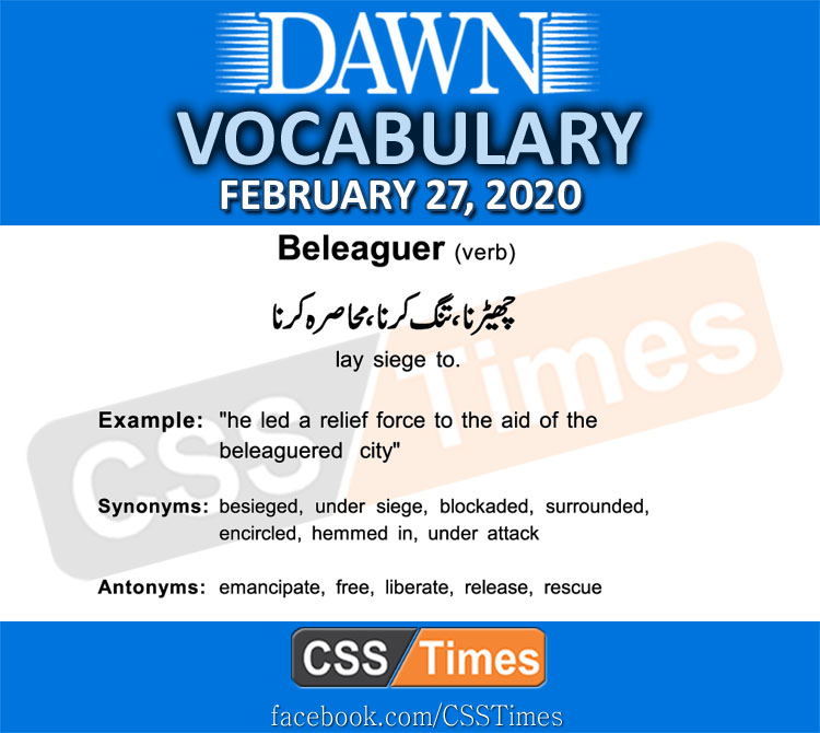 Daily DAWN News Vocabulary with Urdu Meaning (27 February 2020)