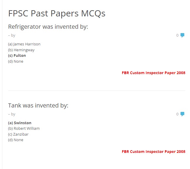 Nab Past Papers MCQs