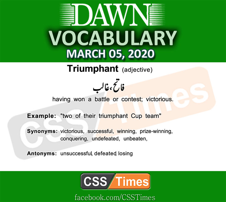 Daily DAWN News Vocabulary with Urdu Meaning (05 March 2020)
