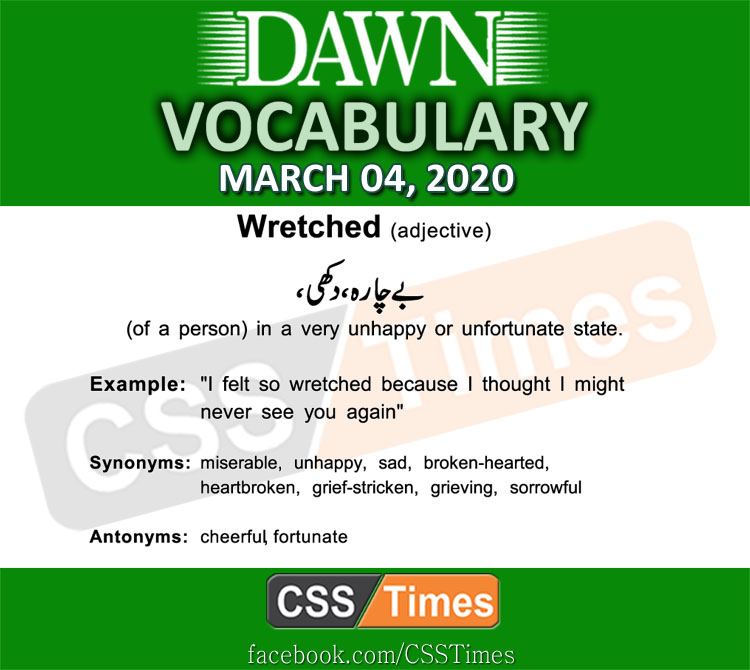 Daily DAWN News Vocabulary with Urdu Meaning (04 March 2020)