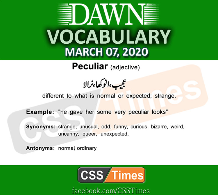 Daily DAWN News Vocabulary with Urdu Meaning (07 March 2020)