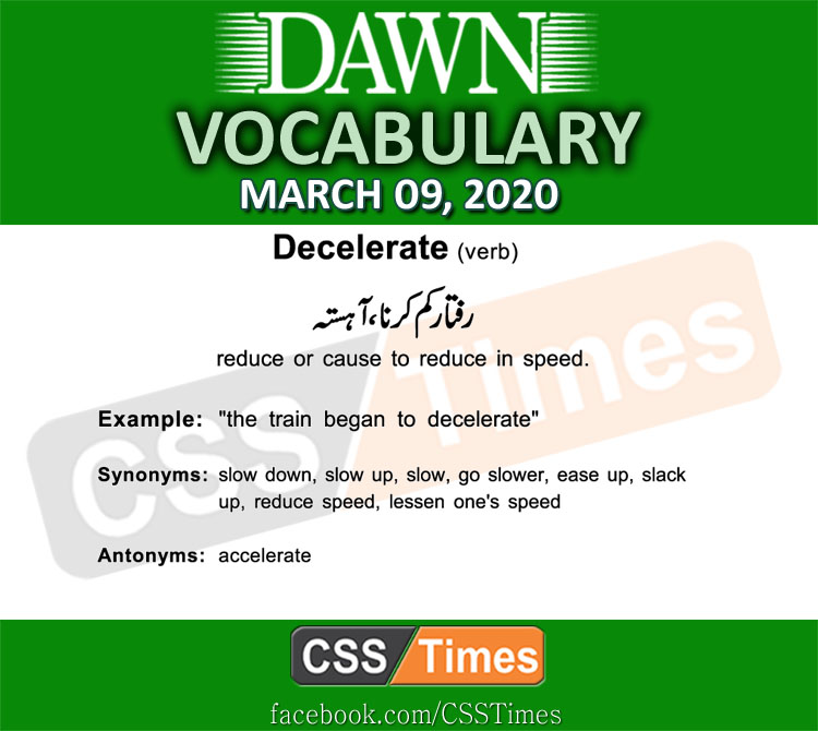Daily DAWN News Vocabulary with Urdu Meaning