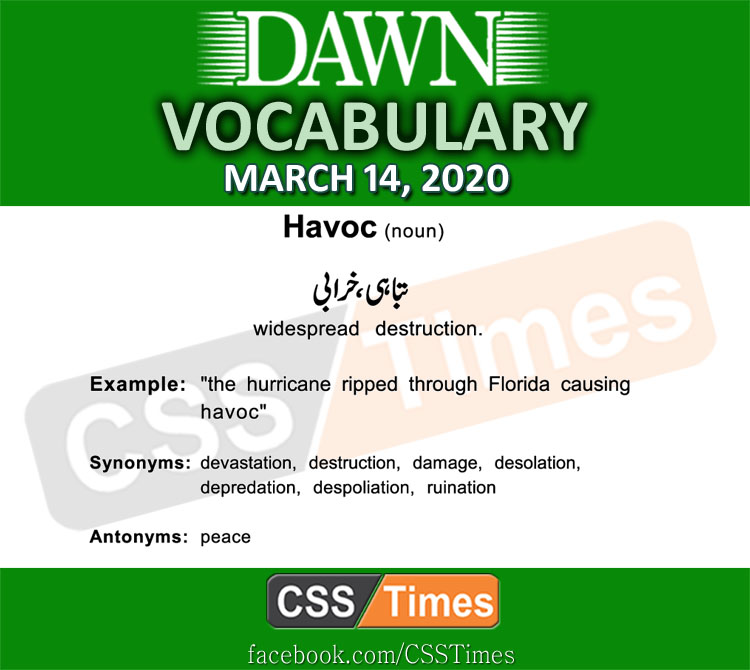 Daily DAWN News Vocabulary with Urdu Meaning (14 March 2020)