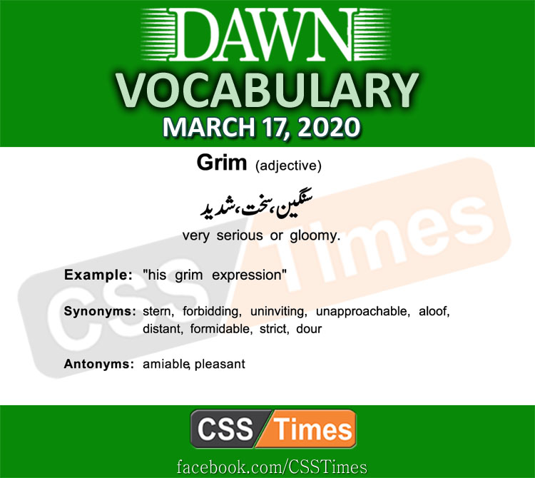 Daily DAWN News Vocabulary with Urdu Meaning (17 March 2020)