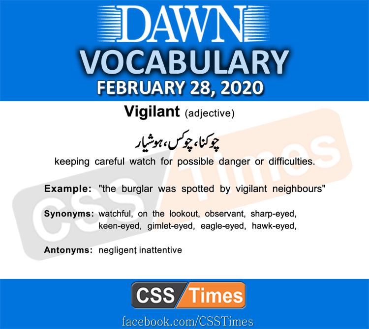 Daily DAWN News Vocabulary with Urdu Meaning (28 February 2020)