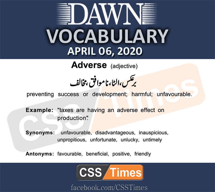 Daily DAWN News Vocabulary with Urdu Meaning (06 April 2020)
