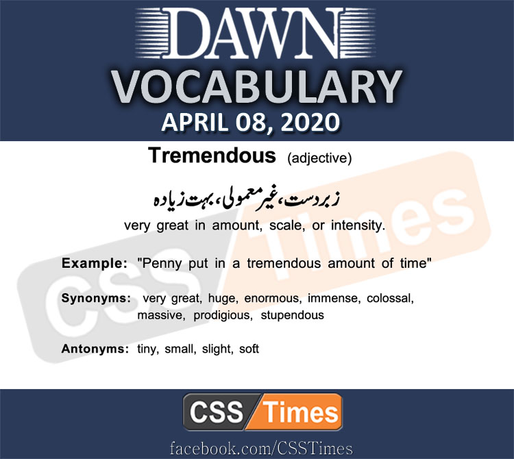 Daily DAWN News Vocabulary with Urdu Meaning (08 April 2020)