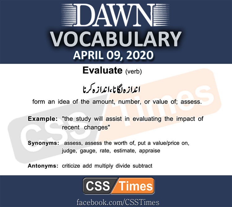 Daily DAWN News Vocabulary with Urdu Meaning (09 April 2020)