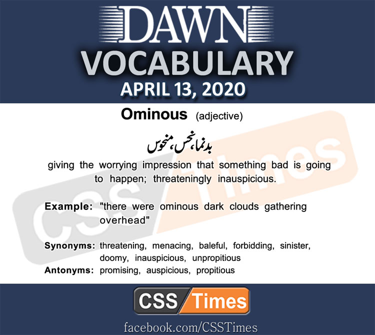 Daily DAWN News Vocabulary with Urdu Meaning (13 April 2020)