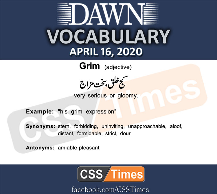 Daily DAWN News Vocabulary with Urdu Meaning (16 April 2020)