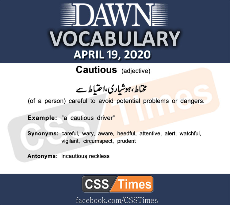 Daily DAWN News Vocabulary with Urdu Meaning (19 April 2020)