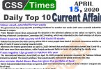 Daily Top-10 Current Affairs MCQs News (April 15, 2020) for CSS, PMS.jpg