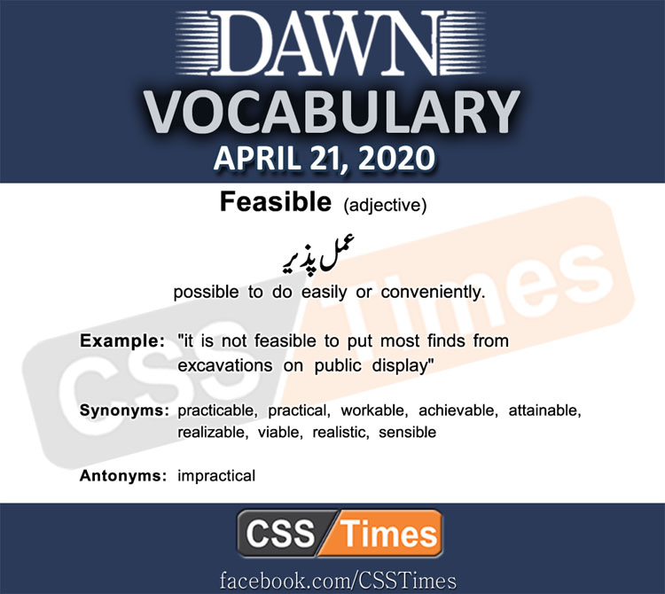 Daily DAWN News Vocabulary with Urdu Meaning (21 April 2020)