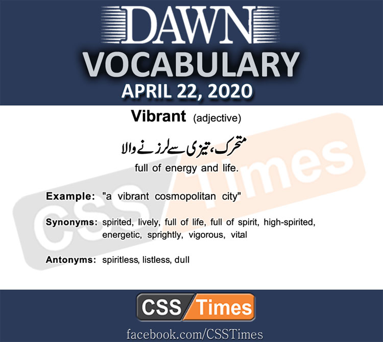 Daily Dawn News Vocabulary With Urdu Meaning 22 April 2020