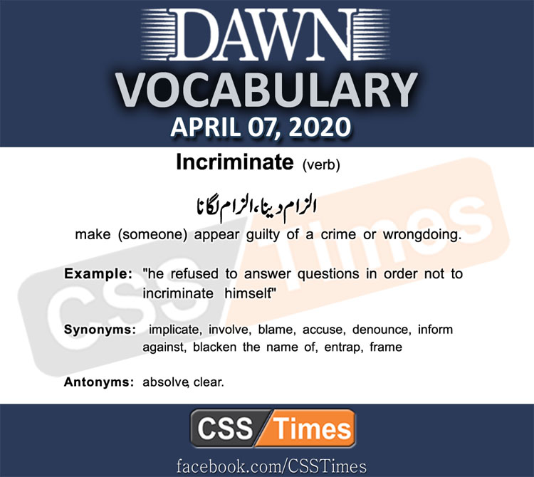 Daily DAWN News Vocabulary with Urdu Meaning (07 April 2020)