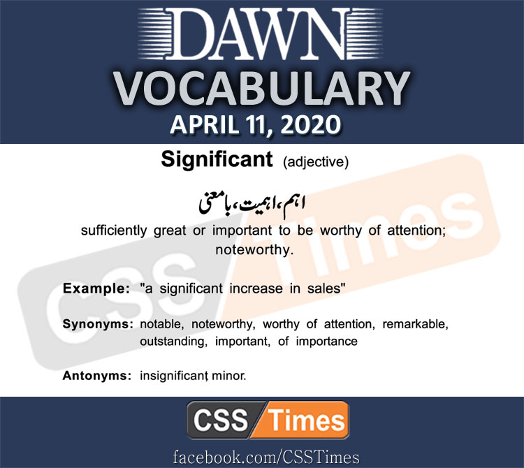 Daily DAWN News Vocabulary with Urdu Meaning (11 April 2020)
