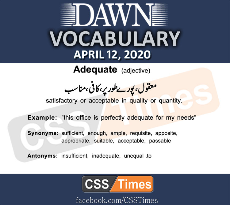 Daily DAWN News Vocabulary with Urdu Meaning (12 April 2020)