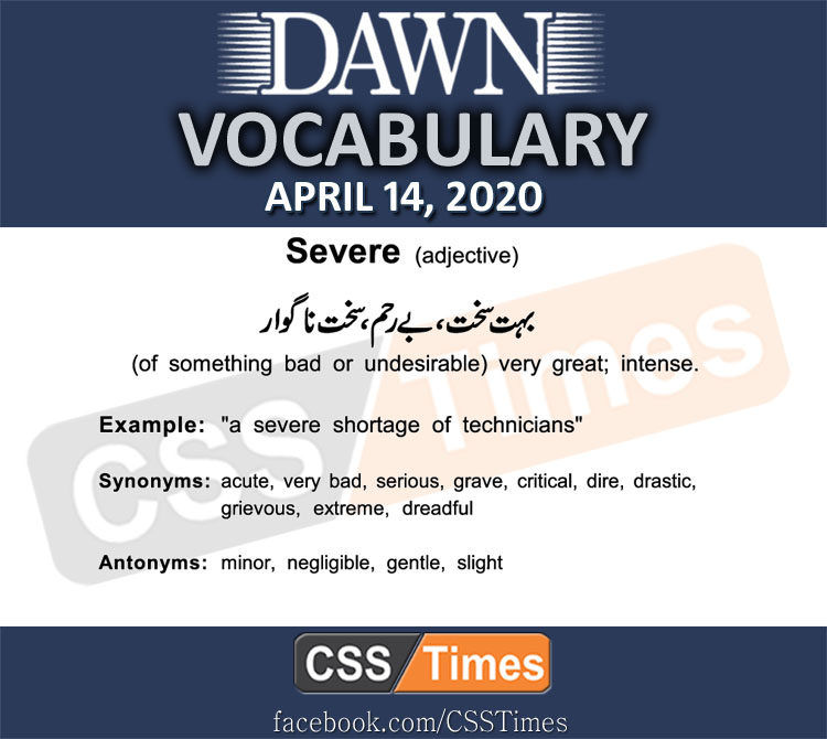 Daily DAWN News Vocabulary with Urdu Meaning (14 April 2020)