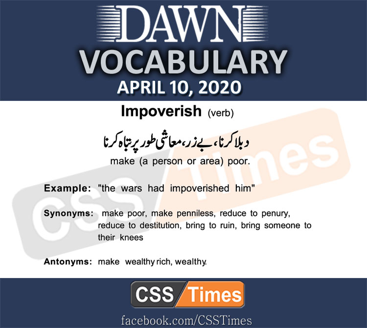 Daily DAWN News Vocabulary with Urdu Meaning (10 April 2020)