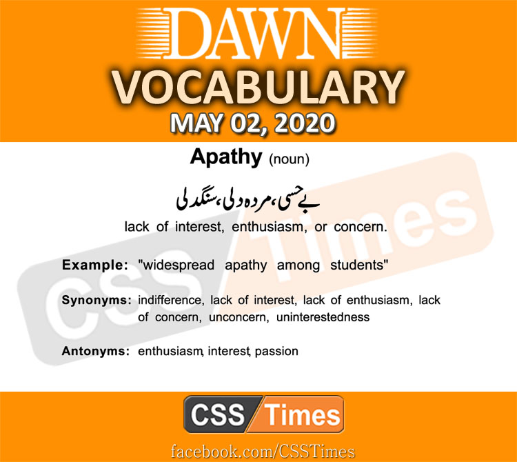 Daily DAWN News Vocabulary with Urdu Meaning (02 May 2020)