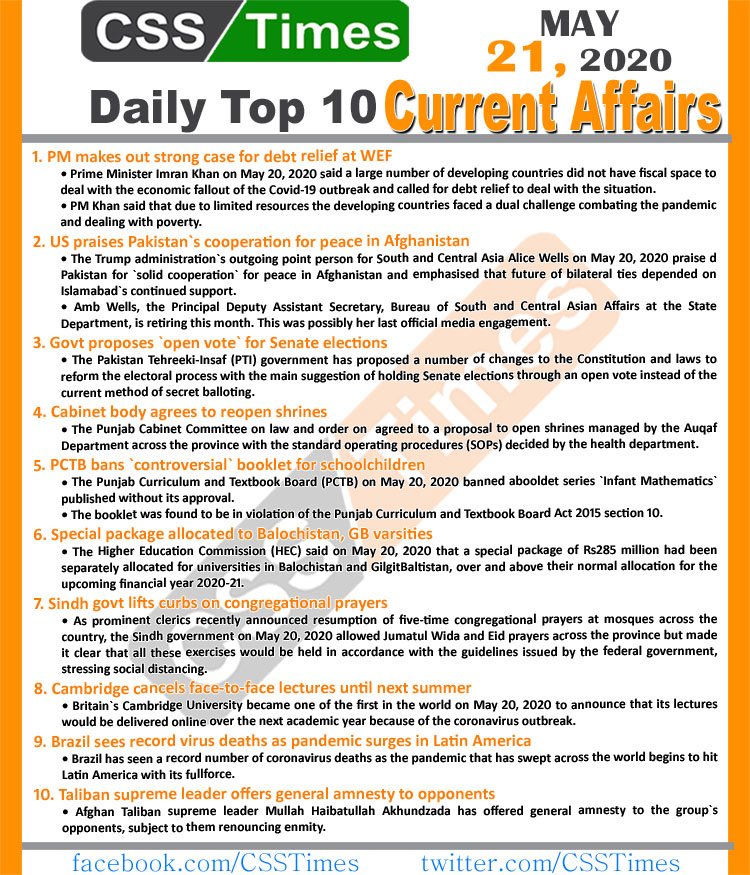 Check our daily updated 's Complete Day by Day Current Affairs Notes May 2020: <ul class="lcp_catlist" id="lcp_instance_0"><li><a href="https://www.csstimes.pk/daily-dawn-news-vocabulary-urdu-meaning-04-apr-24/">Daily DAWN News Vocabulary with Urdu Meaning (04 Apr 2024)</a></li><li><a href="https://www.csstimes.pk/daily-dawn-news-vocabulary-urdu-meaning-03-apr-24/">Daily DAWN News Vocabulary with Urdu Meaning (03 Apr 2024)</a></li><li><a href="https://www.csstimes.pk/daily-dawn-news-vocabulary-urdu-meaning-02-apr-24/">Daily DAWN News Vocabulary with Urdu Meaning (02 Apr 2024)</a></li><li><a href="https://www.csstimes.pk/daily-dawn-news-vocabulary-urdu-meaning-01-apr-24/">Daily DAWN News Vocabulary with Urdu Meaning (01 Apr 2024)</a></li><li><a href="https://www.csstimes.pk/daily-dawn-news-vocabulary-urdu-meaning-30-mar-24/">Daily DAWN News Vocabulary with Urdu Meaning (30 Mar 2024)</a></li><li><a href="https://www.csstimes.pk/daily-dawn-news-vocabulary-with-urdu-meaning-29-mar-2024/">Daily DAWN News Vocabulary with Urdu Meaning (29 Mar 2024)</a></li><li><a href="https://www.csstimes.pk/daily-dawn-news-vocabulary-with-urdu-meaning-28-mar-2024/">Daily DAWN News Vocabulary with Urdu Meaning (28 Mar 2024)</a></li><li><a href="https://www.csstimes.pk/daily-dawn-news-vocabulary-with-urdu-meaning-27-mar-2024/">Daily DAWN News Vocabulary with Urdu Meaning (27 Mar 2024)</a></li><li><a href="https://www.csstimes.pk/daily-dawn-news-vocabulary-with-urdu-meaning-26-mar-2024/">Daily DAWN News Vocabulary with Urdu Meaning (26 Mar 2024)</a></li><li><a href="https://www.csstimes.pk/daily-dawn-news-vocabulary-with-urdu-meaning-25-mar-2024/">Daily DAWN News Vocabulary with Urdu Meaning (25 Mar 2024)</a></li></ul><ul class='lcp_paginator'><li><a href='https://www.csstimes.pk/current-affairs-mcqs-may-21-2020/?replytocom=33370&amp&lcp_page0=2#lcp_instance_0' title='2' class='lcp_prevlink'><<</a></li><li><a href='https://www.csstimes.pk/current-affairs-mcqs-may-21-2020/?replytocom=33370&amp&lcp_page0=1#lcp_instance_0' title='1'>1</a></li><li><a href='https://www.csstimes.pk/current-affairs-mcqs-may-21-2020/?replytocom=33370&amp&lcp_page0=2#lcp_instance_0' title='2'>2</a></li><li class='lcp_currentpage'>3</li><li><a href='https://www.csstimes.pk/current-affairs-mcqs-may-21-2020/?replytocom=33370&amp&lcp_page0=4#lcp_instance_0' title='4'>4</a></li><li><a href='https://www.csstimes.pk/current-affairs-mcqs-may-21-2020/?replytocom=33370&amp&lcp_page0=5#lcp_instance_0' title='5'>5</a></li><li><a href='https://www.csstimes.pk/current-affairs-mcqs-may-21-2020/?replytocom=33370&amp&lcp_page0=6#lcp_instance_0' title='6'>6</a></li><li><a href='https://www.csstimes.pk/current-affairs-mcqs-may-21-2020/?replytocom=33370&amp&lcp_page0=7#lcp_instance_0' title='7'>7</a></li><li><a href='https://www.csstimes.pk/current-affairs-mcqs-may-21-2020/?replytocom=33370&amp&lcp_page0=8#lcp_instance_0' title='8'>8</a></li><span class='lcp_elipsis'>...</span><li><a href='https://www.csstimes.pk/current-affairs-mcqs-may-21-2020/?replytocom=33370&amp&lcp_page0=510#lcp_instance_0' title='510'>510</a></li><li><a href='https://www.csstimes.pk/current-affairs-mcqs-may-21-2020/?replytocom=33370&amp&lcp_page0=4#lcp_instance_0' title='4' class='lcp_nextlink'>>></a></li></ul> April 2020: <ul class="lcp_catlist" id="lcp_instance_0"><li><a href="https://www.csstimes.pk/daily-dawn-news-vocabulary-urdu-meaning-04-apr-24/">Daily DAWN News Vocabulary with Urdu Meaning (04 Apr 2024)</a></li><li><a href="https://www.csstimes.pk/daily-dawn-news-vocabulary-urdu-meaning-03-apr-24/">Daily DAWN News Vocabulary with Urdu Meaning (03 Apr 2024)</a></li><li><a href="https://www.csstimes.pk/daily-dawn-news-vocabulary-urdu-meaning-02-apr-24/">Daily DAWN News Vocabulary with Urdu Meaning (02 Apr 2024)</a></li><li><a href="https://www.csstimes.pk/daily-dawn-news-vocabulary-urdu-meaning-01-apr-24/">Daily DAWN News Vocabulary with Urdu Meaning (01 Apr 2024)</a></li><li><a href="https://www.csstimes.pk/daily-dawn-news-vocabulary-urdu-meaning-30-mar-24/">Daily DAWN News Vocabulary with Urdu Meaning (30 Mar 2024)</a></li><li><a href="https://www.csstimes.pk/daily-dawn-news-vocabulary-with-urdu-meaning-29-mar-2024/">Daily DAWN News Vocabulary with Urdu Meaning (29 Mar 2024)</a></li><li><a href="https://www.csstimes.pk/daily-dawn-news-vocabulary-with-urdu-meaning-28-mar-2024/">Daily DAWN News Vocabulary with Urdu Meaning (28 Mar 2024)</a></li><li><a href="https://www.csstimes.pk/daily-dawn-news-vocabulary-with-urdu-meaning-27-mar-2024/">Daily DAWN News Vocabulary with Urdu Meaning (27 Mar 2024)</a></li><li><a href="https://www.csstimes.pk/daily-dawn-news-vocabulary-with-urdu-meaning-26-mar-2024/">Daily DAWN News Vocabulary with Urdu Meaning (26 Mar 2024)</a></li><li><a href="https://www.csstimes.pk/daily-dawn-news-vocabulary-with-urdu-meaning-25-mar-2024/">Daily DAWN News Vocabulary with Urdu Meaning (25 Mar 2024)</a></li></ul><ul class='lcp_paginator'><li><a href='https://www.csstimes.pk/current-affairs-mcqs-may-21-2020/?replytocom=33370&amp&lcp_page0=2#lcp_instance_0' title='2' class='lcp_prevlink'><<</a></li><li><a href='https://www.csstimes.pk/current-affairs-mcqs-may-21-2020/?replytocom=33370&amp&lcp_page0=1#lcp_instance_0' title='1'>1</a></li><li><a href='https://www.csstimes.pk/current-affairs-mcqs-may-21-2020/?replytocom=33370&amp&lcp_page0=2#lcp_instance_0' title='2'>2</a></li><li class='lcp_currentpage'>3</li><li><a href='https://www.csstimes.pk/current-affairs-mcqs-may-21-2020/?replytocom=33370&amp&lcp_page0=4#lcp_instance_0' title='4'>4</a></li><li><a href='https://www.csstimes.pk/current-affairs-mcqs-may-21-2020/?replytocom=33370&amp&lcp_page0=5#lcp_instance_0' title='5'>5</a></li><li><a href='https://www.csstimes.pk/current-affairs-mcqs-may-21-2020/?replytocom=33370&amp&lcp_page0=6#lcp_instance_0' title='6'>6</a></li><li><a href='https://www.csstimes.pk/current-affairs-mcqs-may-21-2020/?replytocom=33370&amp&lcp_page0=7#lcp_instance_0' title='7'>7</a></li><li><a href='https://www.csstimes.pk/current-affairs-mcqs-may-21-2020/?replytocom=33370&amp&lcp_page0=8#lcp_instance_0' title='8'>8</a></li><span class='lcp_elipsis'>...</span><li><a href='https://www.csstimes.pk/current-affairs-mcqs-may-21-2020/?replytocom=33370&amp&lcp_page0=510#lcp_instance_0' title='510'>510</a></li><li><a href='https://www.csstimes.pk/current-affairs-mcqs-may-21-2020/?replytocom=33370&amp&lcp_page0=4#lcp_instance_0' title='4' class='lcp_nextlink'>>></a></li></ul> March 2020: <ul class="lcp_catlist" id="lcp_instance_0"><li><a href="https://www.csstimes.pk/daily-dawn-news-vocabulary-urdu-meaning-04-apr-24/">Daily DAWN News Vocabulary with Urdu Meaning (04 Apr 2024)</a></li><li><a href="https://www.csstimes.pk/daily-dawn-news-vocabulary-urdu-meaning-03-apr-24/">Daily DAWN News Vocabulary with Urdu Meaning (03 Apr 2024)</a></li><li><a href="https://www.csstimes.pk/daily-dawn-news-vocabulary-urdu-meaning-02-apr-24/">Daily DAWN News Vocabulary with Urdu Meaning (02 Apr 2024)</a></li><li><a href="https://www.csstimes.pk/daily-dawn-news-vocabulary-urdu-meaning-01-apr-24/">Daily DAWN News Vocabulary with Urdu Meaning (01 Apr 2024)</a></li><li><a href="https://www.csstimes.pk/daily-dawn-news-vocabulary-urdu-meaning-30-mar-24/">Daily DAWN News Vocabulary with Urdu Meaning (30 Mar 2024)</a></li><li><a href="https://www.csstimes.pk/daily-dawn-news-vocabulary-with-urdu-meaning-29-mar-2024/">Daily DAWN News Vocabulary with Urdu Meaning (29 Mar 2024)</a></li><li><a href="https://www.csstimes.pk/daily-dawn-news-vocabulary-with-urdu-meaning-28-mar-2024/">Daily DAWN News Vocabulary with Urdu Meaning (28 Mar 2024)</a></li><li><a href="https://www.csstimes.pk/daily-dawn-news-vocabulary-with-urdu-meaning-27-mar-2024/">Daily DAWN News Vocabulary with Urdu Meaning (27 Mar 2024)</a></li><li><a href="https://www.csstimes.pk/daily-dawn-news-vocabulary-with-urdu-meaning-26-mar-2024/">Daily DAWN News Vocabulary with Urdu Meaning (26 Mar 2024)</a></li><li><a href="https://www.csstimes.pk/daily-dawn-news-vocabulary-with-urdu-meaning-25-mar-2024/">Daily DAWN News Vocabulary with Urdu Meaning (25 Mar 2024)</a></li></ul><ul class='lcp_paginator'><li><a href='https://www.csstimes.pk/current-affairs-mcqs-may-21-2020/?replytocom=33370&amp&lcp_page0=2#lcp_instance_0' title='2' class='lcp_prevlink'><<</a></li><li><a href='https://www.csstimes.pk/current-affairs-mcqs-may-21-2020/?replytocom=33370&amp&lcp_page0=1#lcp_instance_0' title='1'>1</a></li><li><a href='https://www.csstimes.pk/current-affairs-mcqs-may-21-2020/?replytocom=33370&amp&lcp_page0=2#lcp_instance_0' title='2'>2</a></li><li class='lcp_currentpage'>3</li><li><a href='https://www.csstimes.pk/current-affairs-mcqs-may-21-2020/?replytocom=33370&amp&lcp_page0=4#lcp_instance_0' title='4'>4</a></li><li><a href='https://www.csstimes.pk/current-affairs-mcqs-may-21-2020/?replytocom=33370&amp&lcp_page0=5#lcp_instance_0' title='5'>5</a></li><li><a href='https://www.csstimes.pk/current-affairs-mcqs-may-21-2020/?replytocom=33370&amp&lcp_page0=6#lcp_instance_0' title='6'>6</a></li><li><a href='https://www.csstimes.pk/current-affairs-mcqs-may-21-2020/?replytocom=33370&amp&lcp_page0=7#lcp_instance_0' title='7'>7</a></li><li><a href='https://www.csstimes.pk/current-affairs-mcqs-may-21-2020/?replytocom=33370&amp&lcp_page0=8#lcp_instance_0' title='8'>8</a></li><span class='lcp_elipsis'>...</span><li><a href='https://www.csstimes.pk/current-affairs-mcqs-may-21-2020/?replytocom=33370&amp&lcp_page0=510#lcp_instance_0' title='510'>510</a></li><li><a href='https://www.csstimes.pk/current-affairs-mcqs-may-21-2020/?replytocom=33370&amp&lcp_page0=4#lcp_instance_0' title='4' class='lcp_nextlink'>>></a></li></ul> February 2020: <ul class="lcp_catlist" id="lcp_instance_0"><li><a href="https://www.csstimes.pk/daily-dawn-news-vocabulary-urdu-meaning-04-apr-24/">Daily DAWN News Vocabulary with Urdu Meaning (04 Apr 2024)</a></li><li><a href="https://www.csstimes.pk/daily-dawn-news-vocabulary-urdu-meaning-03-apr-24/">Daily DAWN News Vocabulary with Urdu Meaning (03 Apr 2024)</a></li><li><a href="https://www.csstimes.pk/daily-dawn-news-vocabulary-urdu-meaning-02-apr-24/">Daily DAWN News Vocabulary with Urdu Meaning (02 Apr 2024)</a></li><li><a href="https://www.csstimes.pk/daily-dawn-news-vocabulary-urdu-meaning-01-apr-24/">Daily DAWN News Vocabulary with Urdu Meaning (01 Apr 2024)</a></li><li><a href="https://www.csstimes.pk/daily-dawn-news-vocabulary-urdu-meaning-30-mar-24/">Daily DAWN News Vocabulary with Urdu Meaning (30 Mar 2024)</a></li><li><a href="https://www.csstimes.pk/daily-dawn-news-vocabulary-with-urdu-meaning-29-mar-2024/">Daily DAWN News Vocabulary with Urdu Meaning (29 Mar 2024)</a></li><li><a href="https://www.csstimes.pk/daily-dawn-news-vocabulary-with-urdu-meaning-28-mar-2024/">Daily DAWN News Vocabulary with Urdu Meaning (28 Mar 2024)</a></li><li><a href="https://www.csstimes.pk/daily-dawn-news-vocabulary-with-urdu-meaning-27-mar-2024/">Daily DAWN News Vocabulary with Urdu Meaning (27 Mar 2024)</a></li><li><a href="https://www.csstimes.pk/daily-dawn-news-vocabulary-with-urdu-meaning-26-mar-2024/">Daily DAWN News Vocabulary with Urdu Meaning (26 Mar 2024)</a></li><li><a href="https://www.csstimes.pk/daily-dawn-news-vocabulary-with-urdu-meaning-25-mar-2024/">Daily DAWN News Vocabulary with Urdu Meaning (25 Mar 2024)</a></li></ul><ul class='lcp_paginator'><li><a href='https://www.csstimes.pk/current-affairs-mcqs-may-21-2020/?replytocom=33370&amp&lcp_page0=2#lcp_instance_0' title='2' class='lcp_prevlink'><<</a></li><li><a href='https://www.csstimes.pk/current-affairs-mcqs-may-21-2020/?replytocom=33370&amp&lcp_page0=1#lcp_instance_0' title='1'>1</a></li><li><a href='https://www.csstimes.pk/current-affairs-mcqs-may-21-2020/?replytocom=33370&amp&lcp_page0=2#lcp_instance_0' title='2'>2</a></li><li class='lcp_currentpage'>3</li><li><a href='https://www.csstimes.pk/current-affairs-mcqs-may-21-2020/?replytocom=33370&amp&lcp_page0=4#lcp_instance_0' title='4'>4</a></li><li><a href='https://www.csstimes.pk/current-affairs-mcqs-may-21-2020/?replytocom=33370&amp&lcp_page0=5#lcp_instance_0' title='5'>5</a></li><li><a href='https://www.csstimes.pk/current-affairs-mcqs-may-21-2020/?replytocom=33370&amp&lcp_page0=6#lcp_instance_0' title='6'>6</a></li><li><a href='https://www.csstimes.pk/current-affairs-mcqs-may-21-2020/?replytocom=33370&amp&lcp_page0=7#lcp_instance_0' title='7'>7</a></li><li><a href='https://www.csstimes.pk/current-affairs-mcqs-may-21-2020/?replytocom=33370&amp&lcp_page0=8#lcp_instance_0' title='8'>8</a></li><span class='lcp_elipsis'>...</span><li><a href='https://www.csstimes.pk/current-affairs-mcqs-may-21-2020/?replytocom=33370&amp&lcp_page0=510#lcp_instance_0' title='510'>510</a></li><li><a href='https://www.csstimes.pk/current-affairs-mcqs-may-21-2020/?replytocom=33370&amp&lcp_page0=4#lcp_instance_0' title='4' class='lcp_nextlink'>>></a></li></ul> January 2020: <ul class="lcp_catlist" id="lcp_instance_0"><li><a href="https://www.csstimes.pk/daily-dawn-news-vocabulary-urdu-meaning-04-apr-24/">Daily DAWN News Vocabulary with Urdu Meaning (04 Apr 2024)</a></li><li><a href="https://www.csstimes.pk/daily-dawn-news-vocabulary-urdu-meaning-03-apr-24/">Daily DAWN News Vocabulary with Urdu Meaning (03 Apr 2024)</a></li><li><a href="https://www.csstimes.pk/daily-dawn-news-vocabulary-urdu-meaning-02-apr-24/">Daily DAWN News Vocabulary with Urdu Meaning (02 Apr 2024)</a></li><li><a href="https://www.csstimes.pk/daily-dawn-news-vocabulary-urdu-meaning-01-apr-24/">Daily DAWN News Vocabulary with Urdu Meaning (01 Apr 2024)</a></li><li><a href="https://www.csstimes.pk/daily-dawn-news-vocabulary-urdu-meaning-30-mar-24/">Daily DAWN News Vocabulary with Urdu Meaning (30 Mar 2024)</a></li><li><a href="https://www.csstimes.pk/daily-dawn-news-vocabulary-with-urdu-meaning-29-mar-2024/">Daily DAWN News Vocabulary with Urdu Meaning (29 Mar 2024)</a></li><li><a href="https://www.csstimes.pk/daily-dawn-news-vocabulary-with-urdu-meaning-28-mar-2024/">Daily DAWN News Vocabulary with Urdu Meaning (28 Mar 2024)</a></li><li><a href="https://www.csstimes.pk/daily-dawn-news-vocabulary-with-urdu-meaning-27-mar-2024/">Daily DAWN News Vocabulary with Urdu Meaning (27 Mar 2024)</a></li><li><a href="https://www.csstimes.pk/daily-dawn-news-vocabulary-with-urdu-meaning-26-mar-2024/">Daily DAWN News Vocabulary with Urdu Meaning (26 Mar 2024)</a></li><li><a href="https://www.csstimes.pk/daily-dawn-news-vocabulary-with-urdu-meaning-25-mar-2024/">Daily DAWN News Vocabulary with Urdu Meaning (25 Mar 2024)</a></li></ul><ul class='lcp_paginator'><li><a href='https://www.csstimes.pk/current-affairs-mcqs-may-21-2020/?replytocom=33370&amp&lcp_page0=2#lcp_instance_0' title='2' class='lcp_prevlink'><<</a></li><li><a href='https://www.csstimes.pk/current-affairs-mcqs-may-21-2020/?replytocom=33370&amp&lcp_page0=1#lcp_instance_0' title='1'>1</a></li><li><a href='https://www.csstimes.pk/current-affairs-mcqs-may-21-2020/?replytocom=33370&amp&lcp_page0=2#lcp_instance_0' title='2'>2</a></li><li class='lcp_currentpage'>3</li><li><a href='https://www.csstimes.pk/current-affairs-mcqs-may-21-2020/?replytocom=33370&amp&lcp_page0=4#lcp_instance_0' title='4'>4</a></li><li><a href='https://www.csstimes.pk/current-affairs-mcqs-may-21-2020/?replytocom=33370&amp&lcp_page0=5#lcp_instance_0' title='5'>5</a></li><li><a href='https://www.csstimes.pk/current-affairs-mcqs-may-21-2020/?replytocom=33370&amp&lcp_page0=6#lcp_instance_0' title='6'>6</a></li><li><a href='https://www.csstimes.pk/current-affairs-mcqs-may-21-2020/?replytocom=33370&amp&lcp_page0=7#lcp_instance_0' title='7'>7</a></li><li><a href='https://www.csstimes.pk/current-affairs-mcqs-may-21-2020/?replytocom=33370&amp&lcp_page0=8#lcp_instance_0' title='8'>8</a></li><span class='lcp_elipsis'>...</span><li><a href='https://www.csstimes.pk/current-affairs-mcqs-may-21-2020/?replytocom=33370&amp&lcp_page0=510#lcp_instance_0' title='510'>510</a></li><li><a href='https://www.csstimes.pk/current-affairs-mcqs-may-21-2020/?replytocom=33370&amp&lcp_page0=4#lcp_instance_0' title='4' class='lcp_nextlink'>>></a></li></ul>