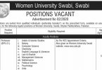 Positions Vacant in Women University Swabi