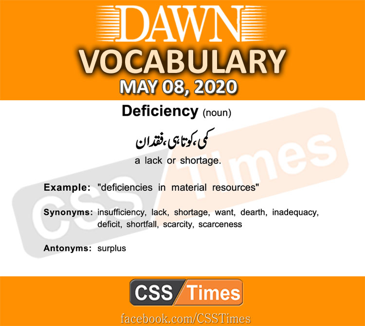 Daily DAWN News Vocabulary with Urdu Meaning (08 May 2020)
