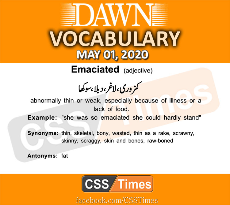 Daily DAWN News Vocabulary with Urdu Meaning (01 May 2020)