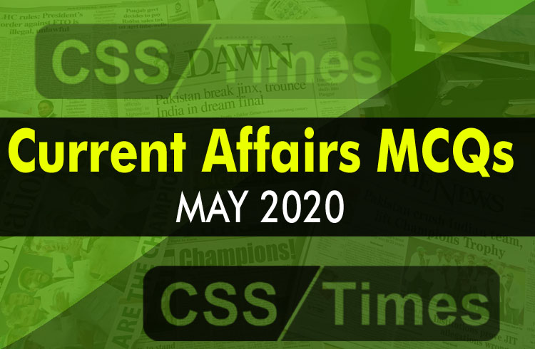 Current Affairs MCQs May 2020