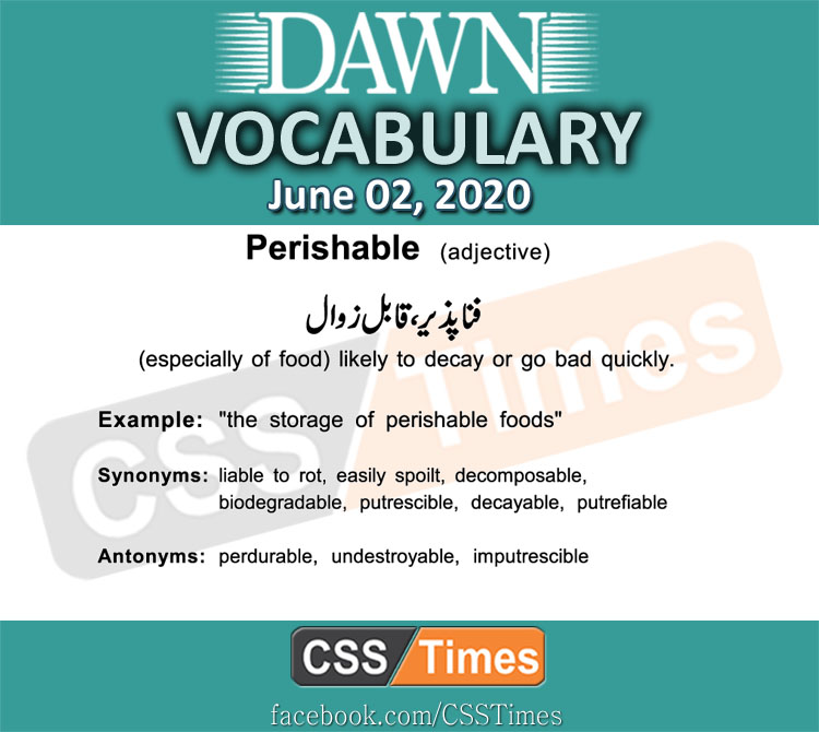 Daily DAWN News Vocabulary with Urdu Meaning (02 June 2020)