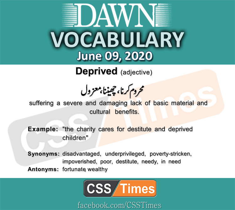 Daily DAWN News Vocabulary with Urdu Meaning (09 June 2020)