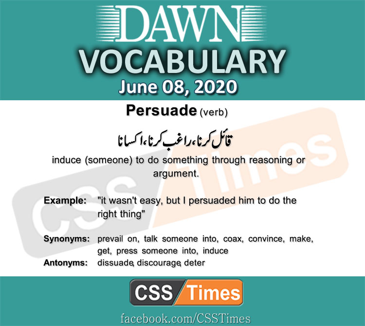 Daily DAWN News Vocabulary with Urdu Meaning (08 June 2020)