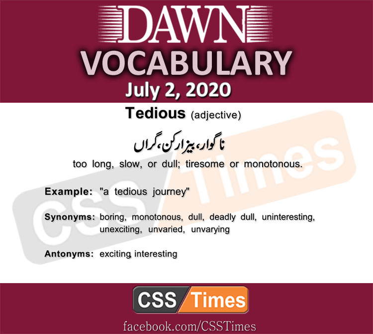 Daily DAWN News Vocabulary with Urdu Meaning (02 July 2020)