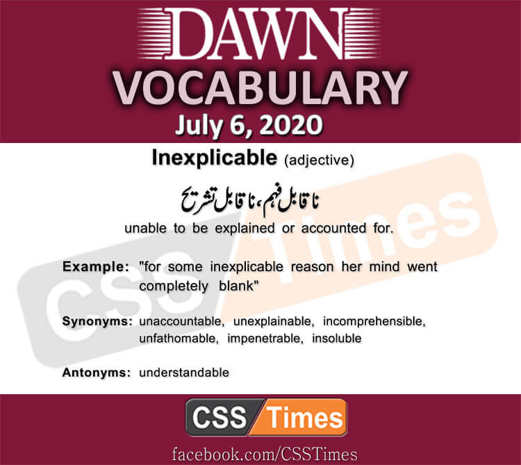 Daily DAWN News Vocabulary with Urdu Meaning (06 July 2020)