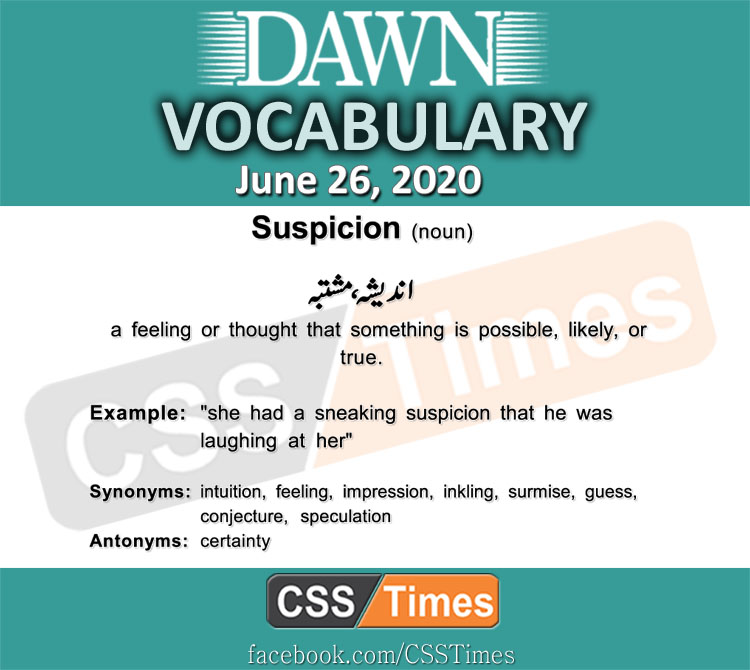 Daily DAWN News Vocabulary with Urdu Meaning (26 June 2020)